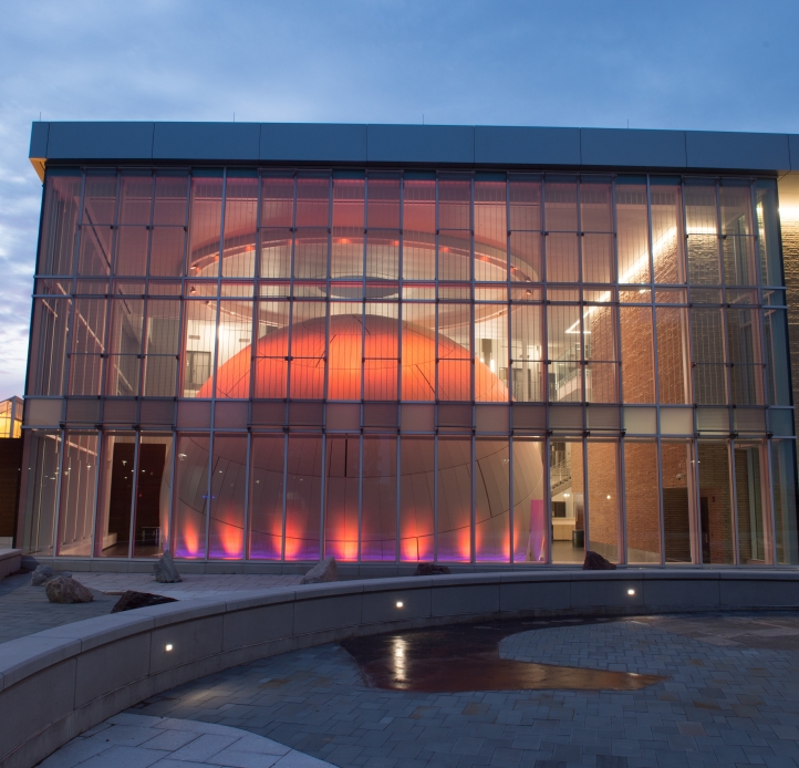 Planetarium lighted at night